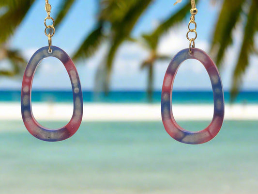 Handmade Oval Earrings - Unique Resin Jewelry