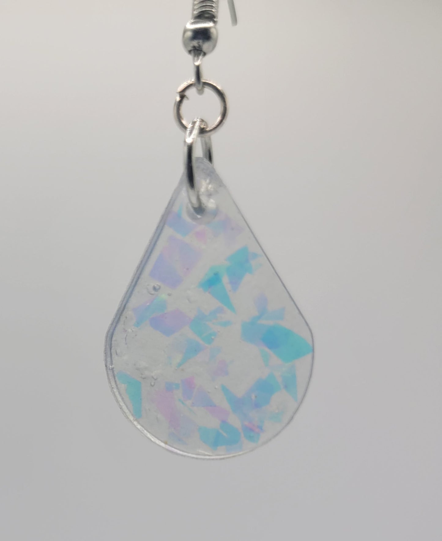 Handmade Iridescent Resin Teardrop Earrings - One-of-a-Kind Hand Made
