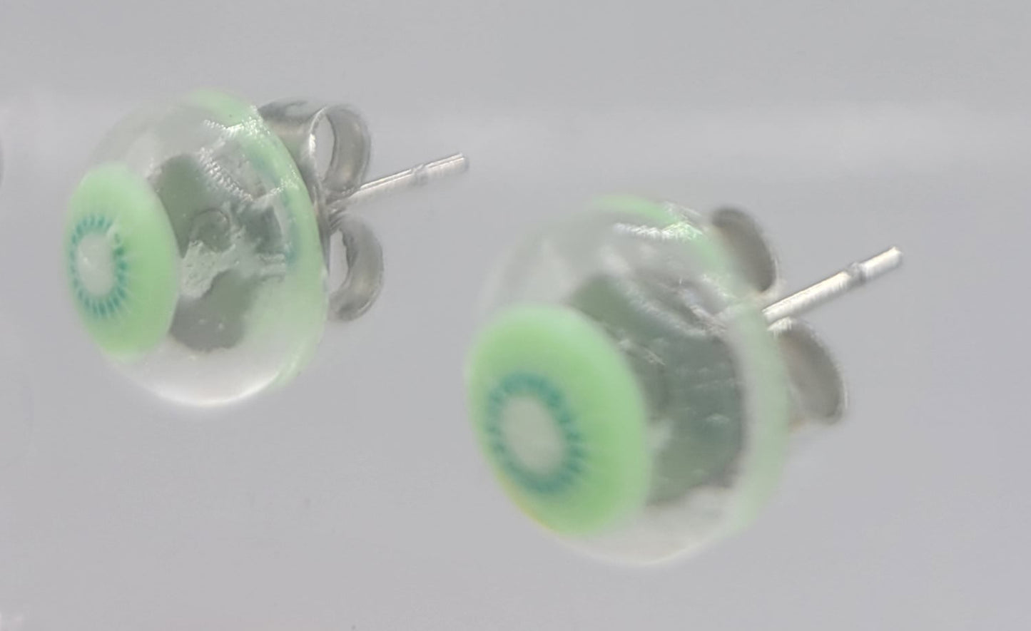 Handmade Resin Eye Earrings - Unique Green Accents