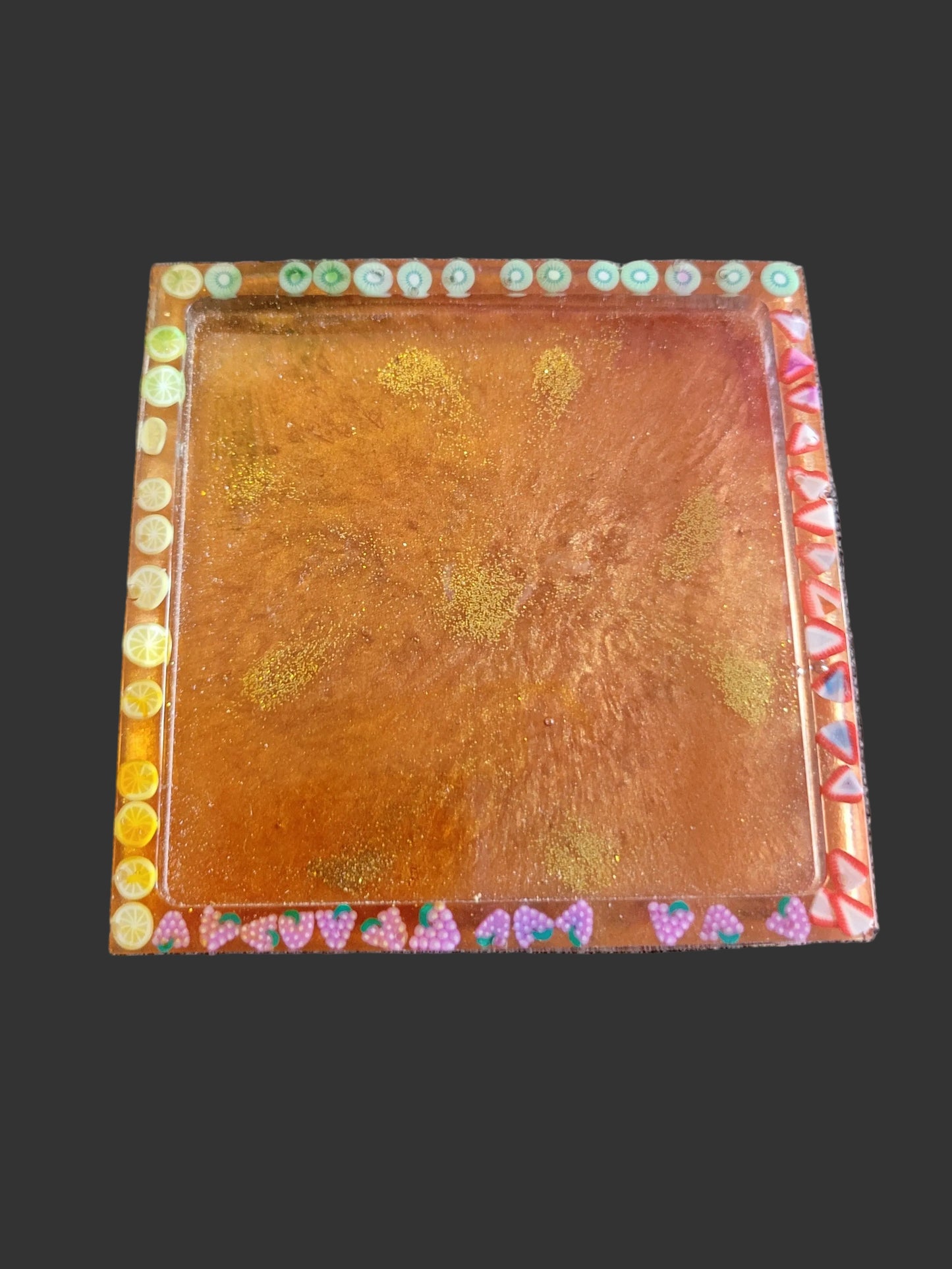 Unique Handmade Resin Coaster Square - Fruit Themed Delight
