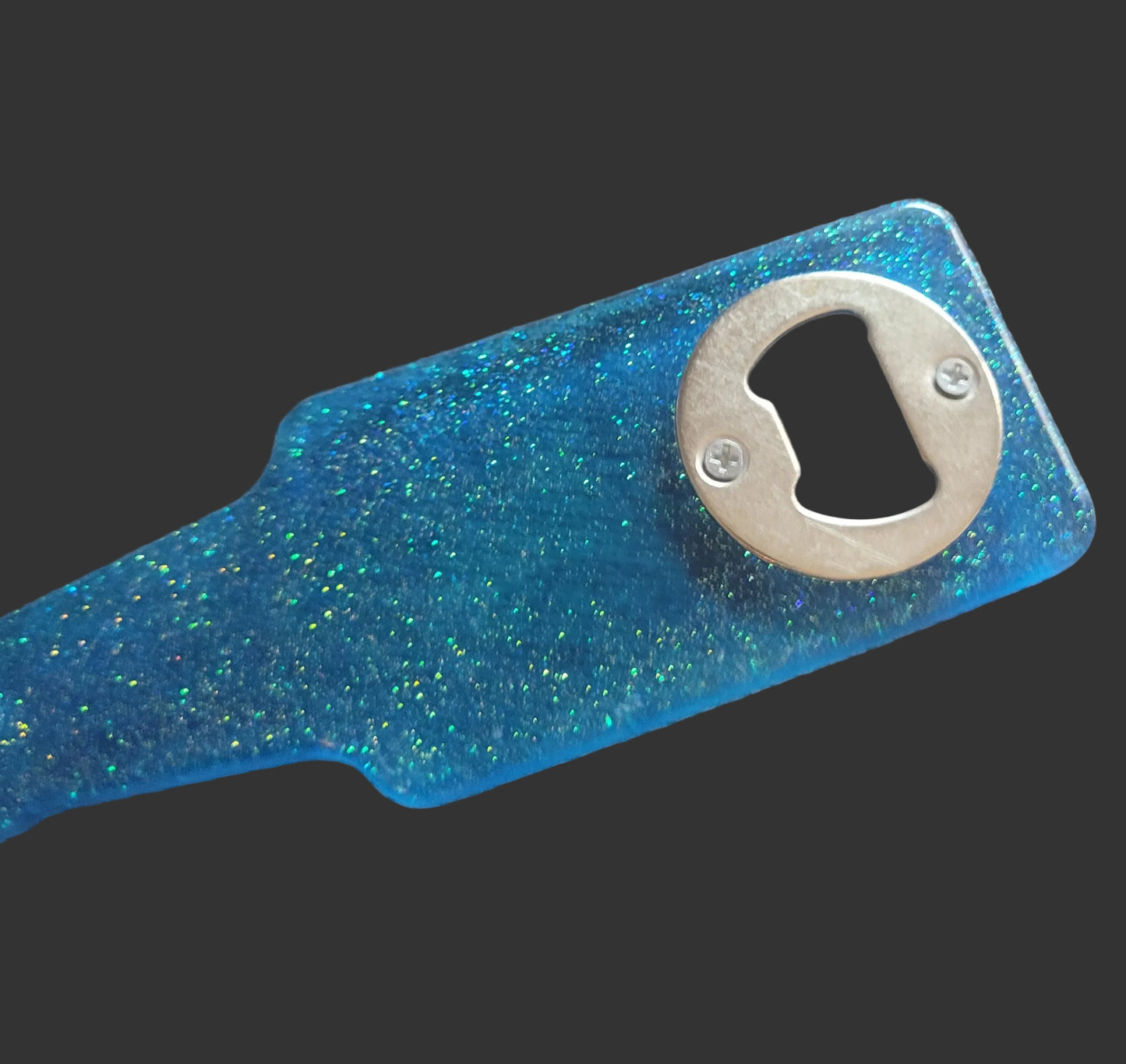 Handcrafted Blue Sparkle Resin Bottle Opener - Unique Home Bar Essential