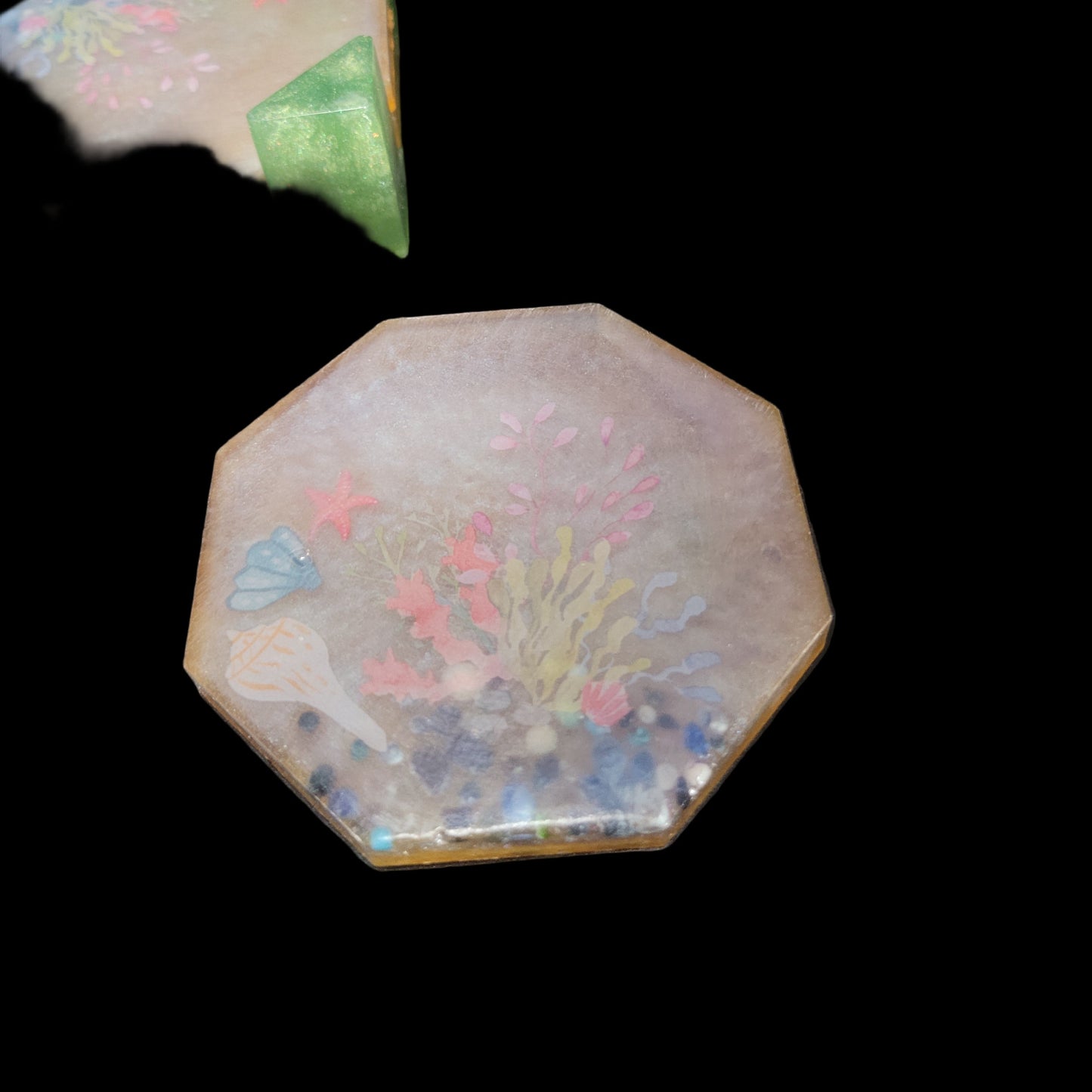 Coaster that looks like its been washed up on shore. A set with a caddy included.