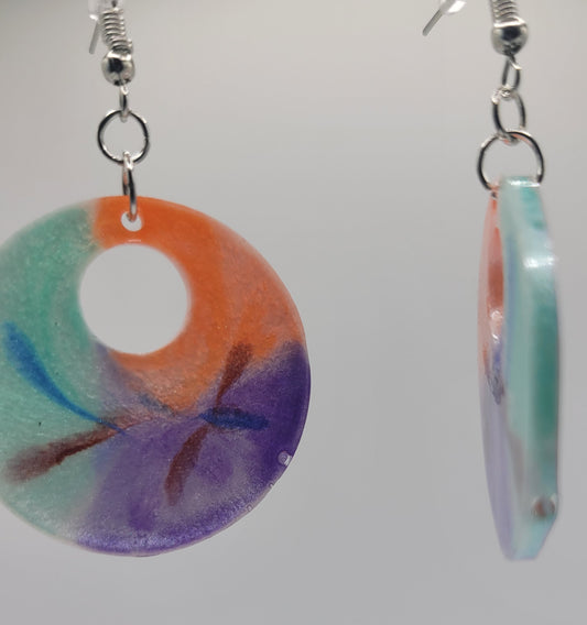 Handmade Resin Circle Earrings - One-of-a-Kind Colors