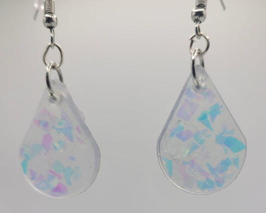 Handmade Iridescent Resin Teardrop Earrings - One-of-a-Kind Hand Made