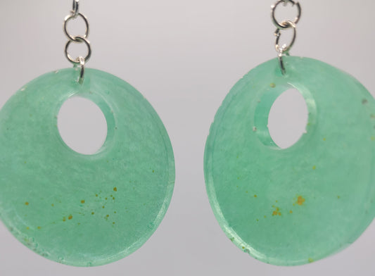Handmade Mint Green Resin Circle Earrings - Unique Handcrafted Jewelry