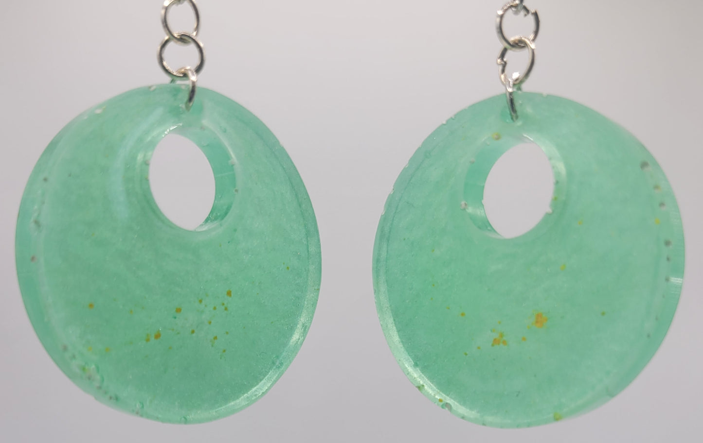 Handmade Mint Green Resin Circle Earrings - Unique Handcrafted Jewelry