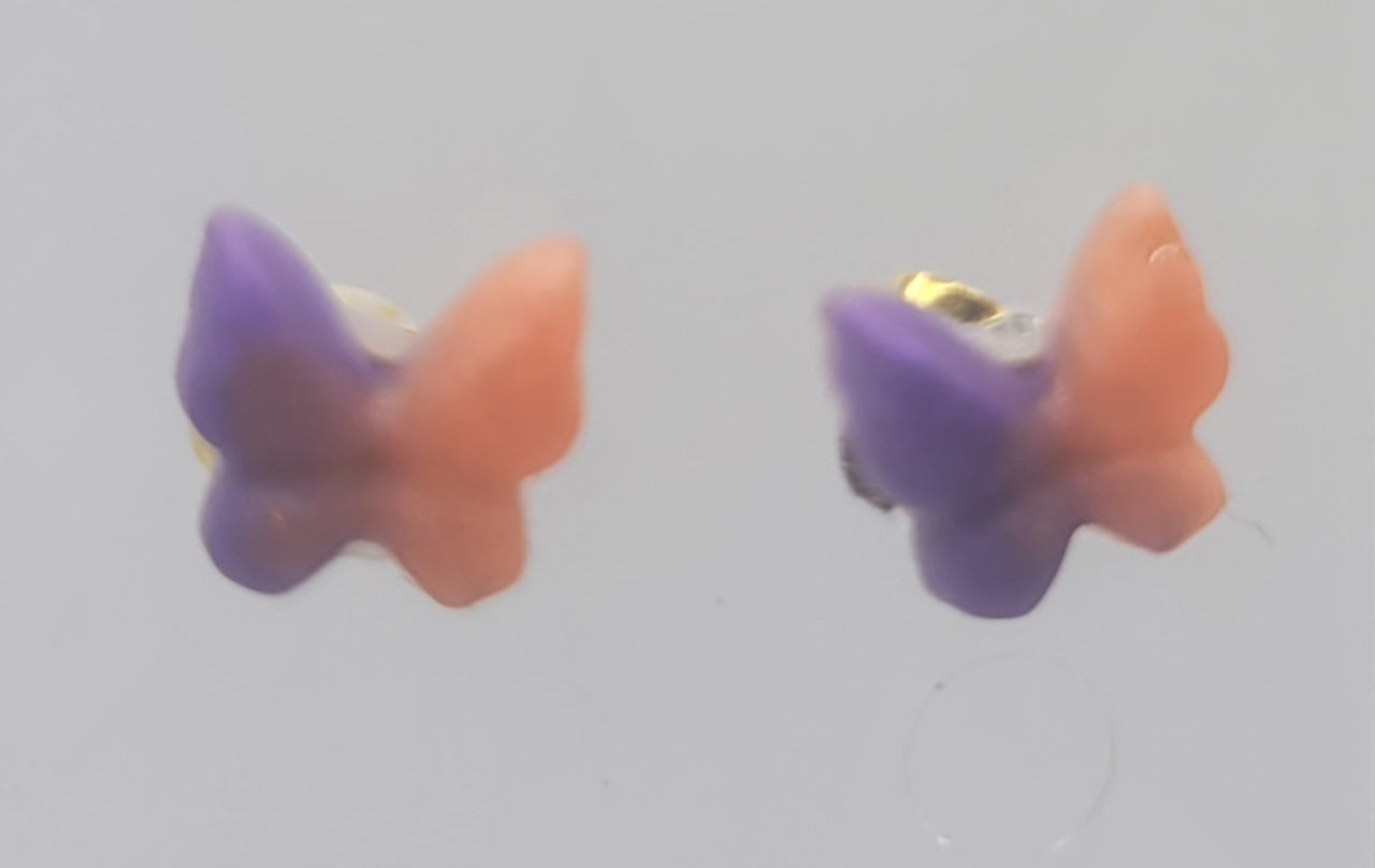 Handmade Resin Butterfly Stud Earrings - Unique Pair