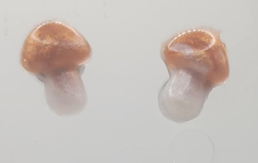 Handcrafted Stud Earrings Copper Blush Color Mushrooms