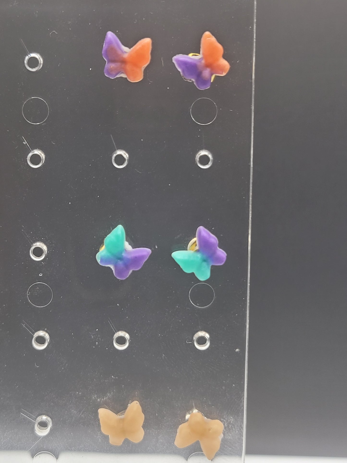Handcrafted Resin Butterfly Stud Earrings - Unique Pair