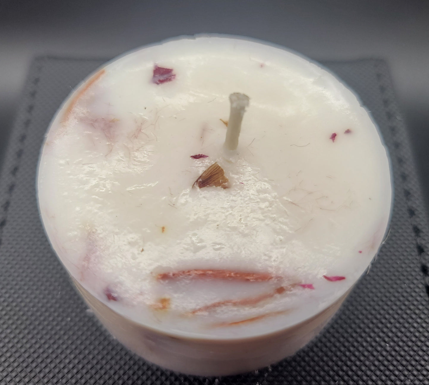 Extra Large Tea Light Soy Wax Candle with Rose Petals - Unique, Artisanal Home Patio
