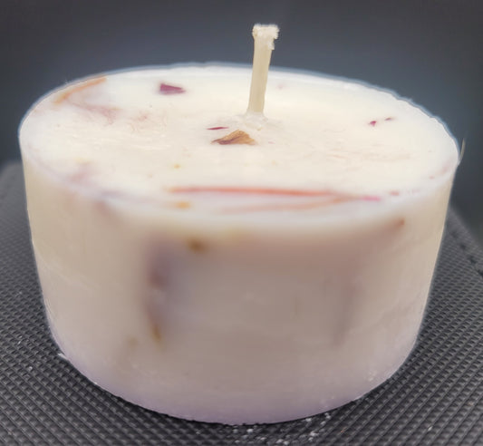 Extra Large Tea Light Soy Wax Candle with Rose Petals - Unique, Artisanal Home Patio