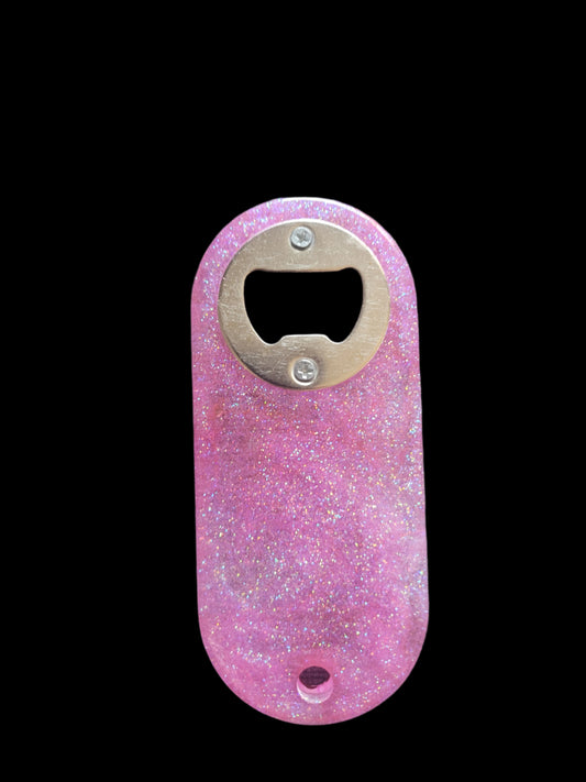 Sparkly Pink Resin Bottle Opener - Handmade with Love