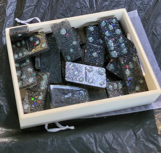 Handmade Resin Domino Set - One-of-a-Kind Cosmic Art