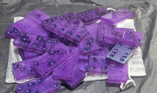Handmade Purple Resin Domino Set - One-of-a-Kind