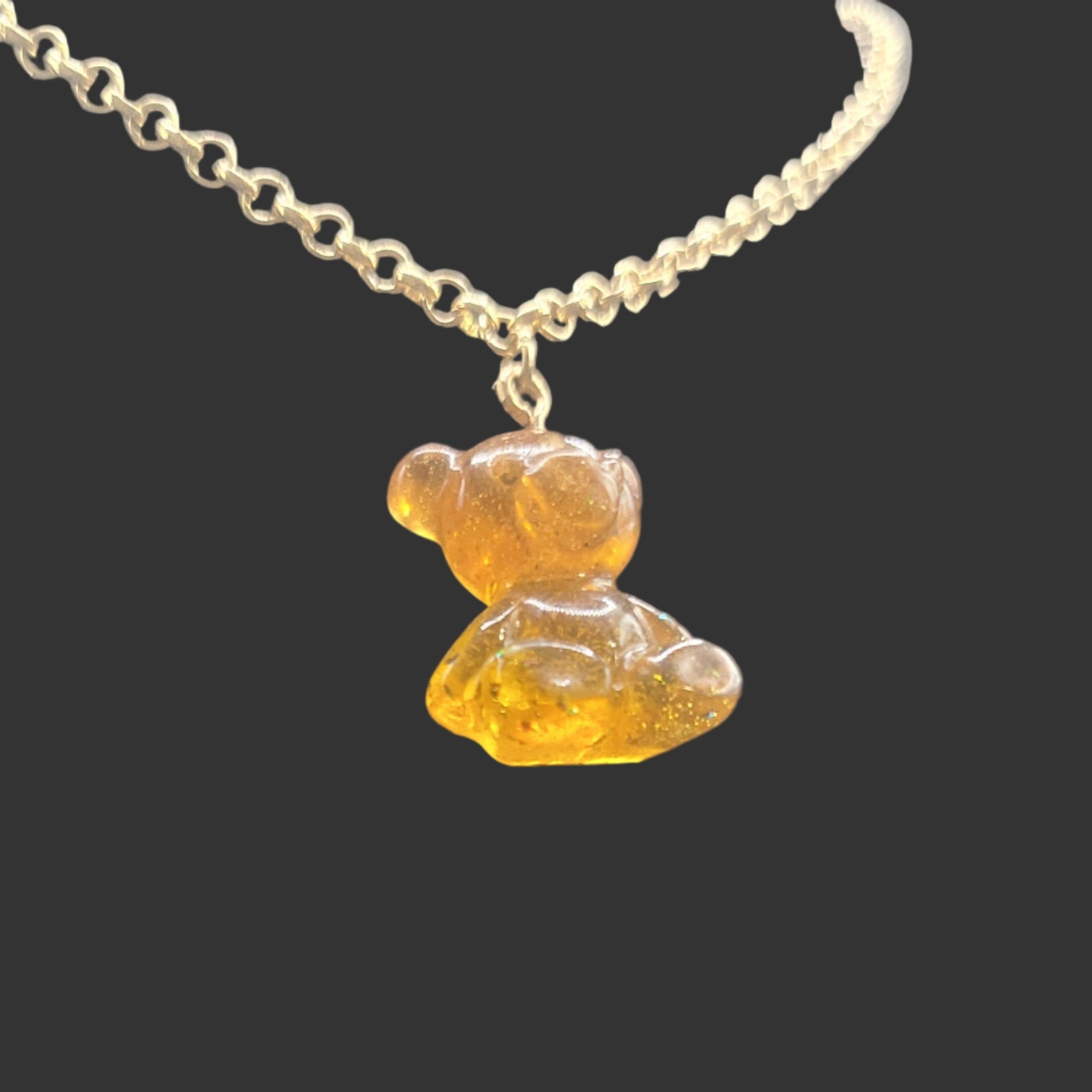 Golden teddy bear necklace
