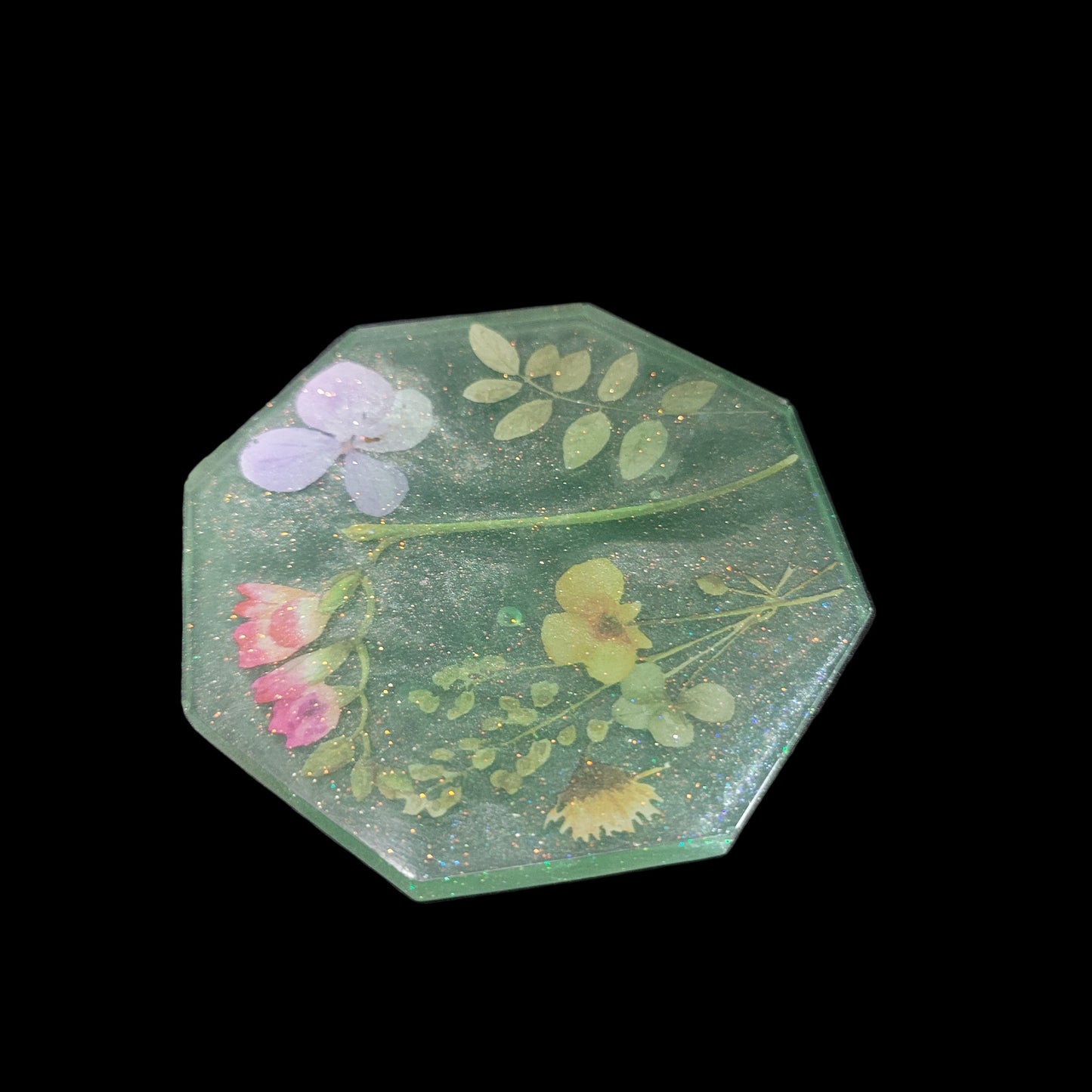 Handcrafted Floral Coaster Set with Caddy