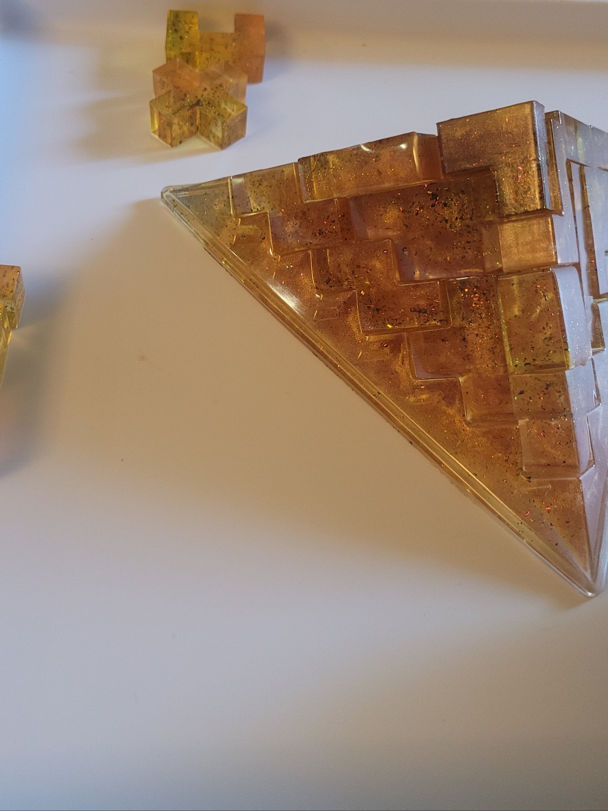 Stack of transparent glittered blocks